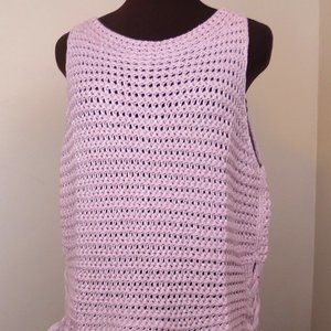 Gap Side Tie Crochet Knit Pink Tank Top Large NWT
